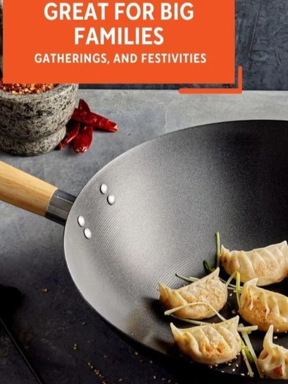 IMUSA 14” Light Cast Iron Wok w Double Handles